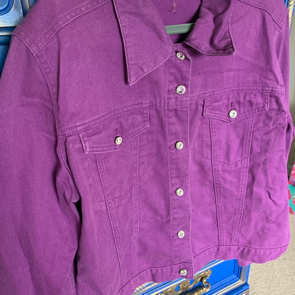 Christine Alexander Purple Denim Jacket Swarovski - Picture 2 of 4